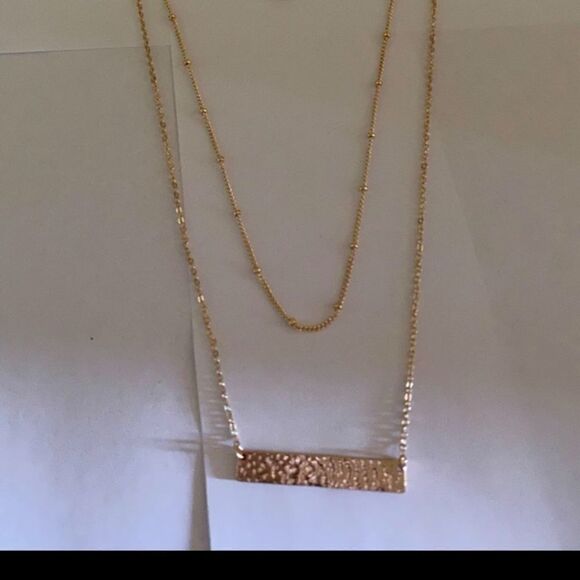 Gold hammered bar layering necklace set - Picture 3 of 5